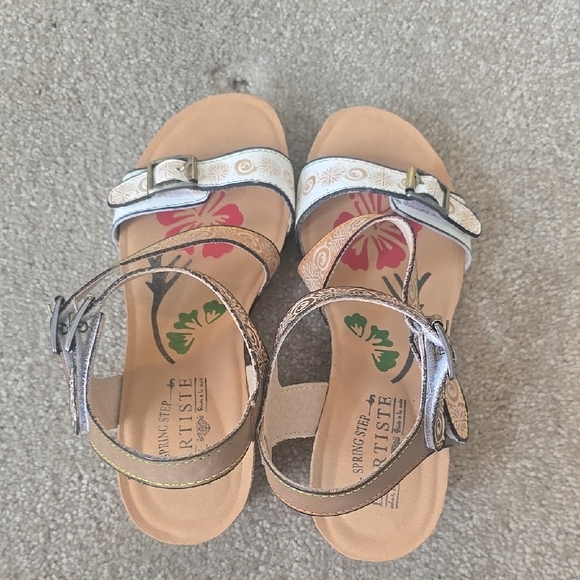 TANJA Spring Step L'Artiste White and Brown Sandals with Comfortable Footbed38EU - Picture 5 of 6